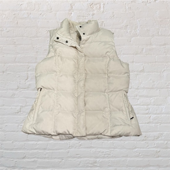 Eddie Bauer winter white goose down feather puffer vest - Picture 1 of 15